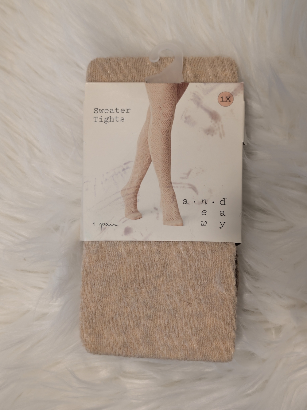 A New Day Oatmeal Sweater Tights Cable Knit 1X NWT